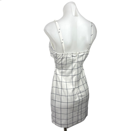 Revolve x Superdown White Black Grid Cutout Waist Mini Bodycon Dress Size S
