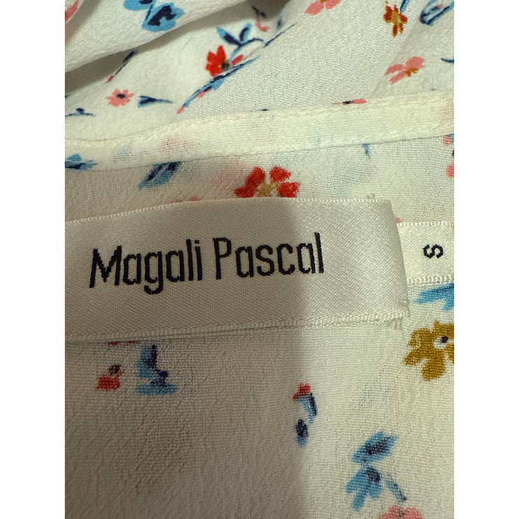 Magali Pascal White Multicolor Floral Short Sleeve Tie Front A Line Mini Dress S