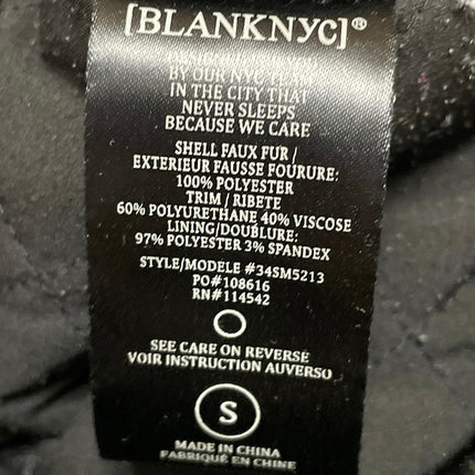 BLANKNYC Women's Black Long Sleeves Sherpa Fleece Cropped Bomber Coat Jacket S