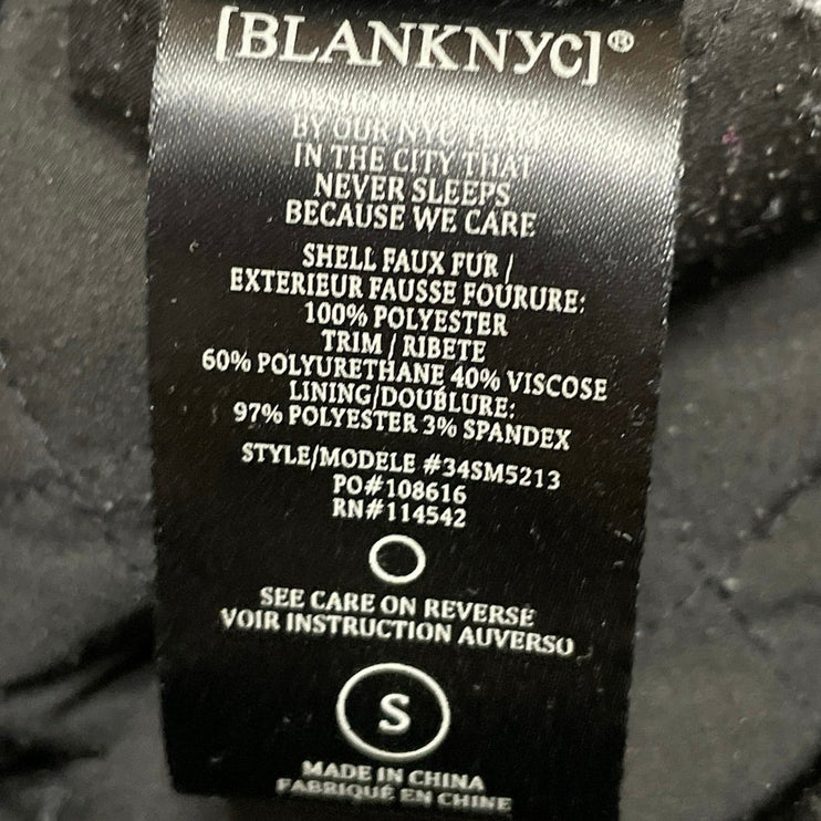 BLANKNYC Women's Black Long Sleeves Sherpa Fleece Cropped Bomber Coat Jacket S