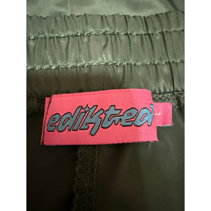 Edikted Women's Green Pink Striped Silk Satin Pull On High Rise Mini Shorts Sz L