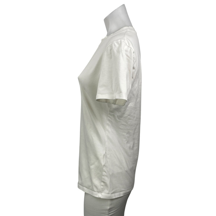 Sportmax Women's White Crew Neck Short Sleeve Basic T Shirt Tee Top Size M