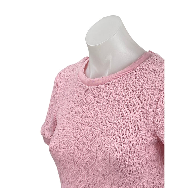 Zara Women's Pink Short Sleeve Crew Neck Knit Sweater T Shirt Tee Top Size S