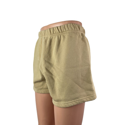 Aritzia TNA Cozy AF Tan Khaki Fleece High Rise Mini Lounge Sweat Shorts Size S
