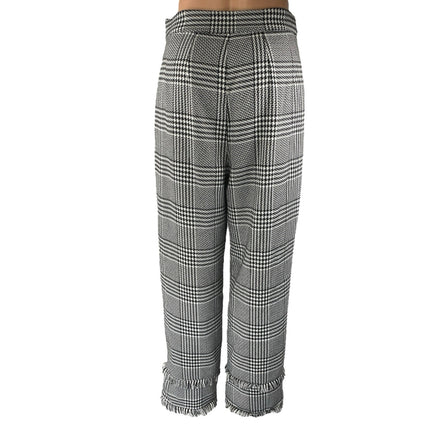 Lovers + Friends Betty Black White Plaid Checkered Fringe Trousers Pants Size M