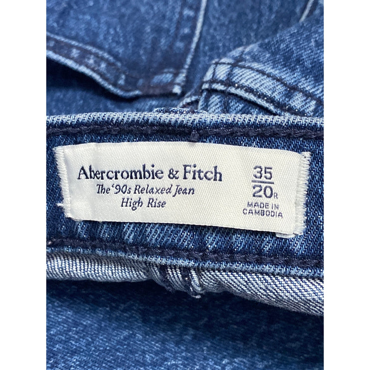 Abercrombie & Fitch The 90s Relaxed Blue High Rise Straight Denim Jeans Pants 35