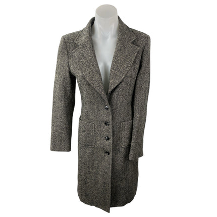 Veva Medem 100% Wool Gray Long Sleeve Notch Collar Blazer Over Coat Jacket Sz 38