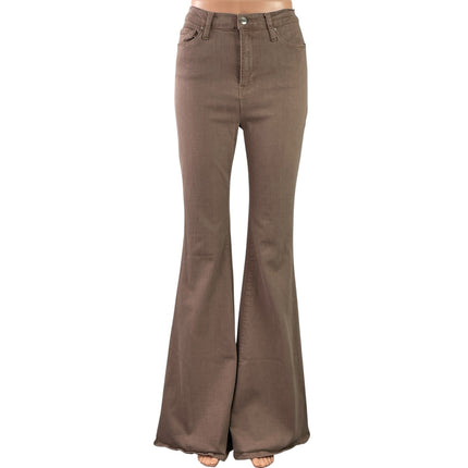 Fashion Nova Women Tan Brown High Rise Flared Bootcut Bell Bottom Denim Jeans 5