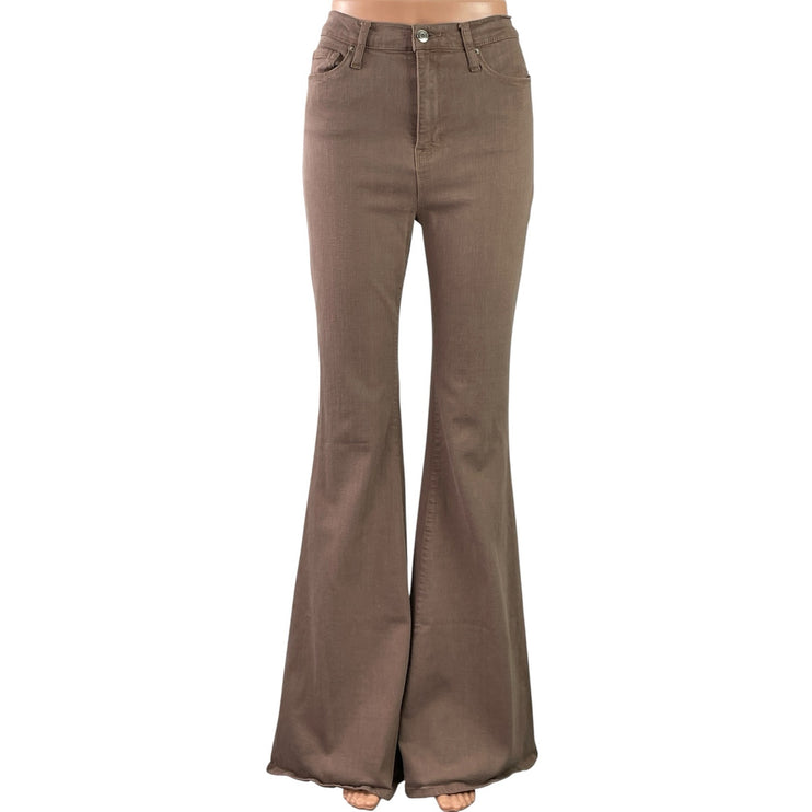 Fashion Nova Women Tan Brown High Rise Flared Bootcut Bell Bottom Denim Jeans 5