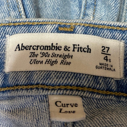 Abercrombie & Fitch The 90s Straight Ultra High Rise Blue Denim Jeans Size 27