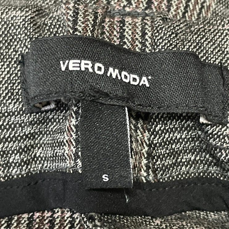 Vero Moda Womens Gray Plaid Checkered Mid Rise Straight Leg Trousers Pants Sz S