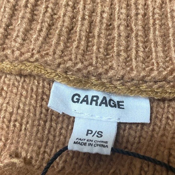 Garage Brown Long Sleeve Plaid Button Down V Neck Cropped Cardigan Sweater S