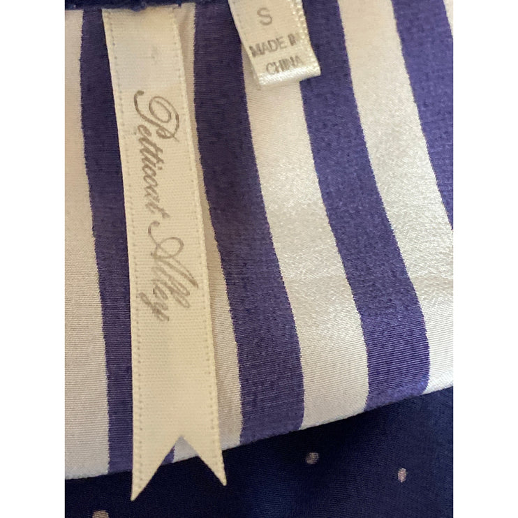 Petticoat Alley Blue Polka Striped Faux Wrap Sleeveless Mini Tank A-Line Dress S