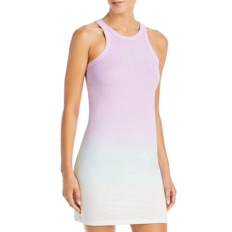 WSLY Womens Purple Stretch Ombre Sleeveless Halter Mini Bodycon Tank Dress Sz XS