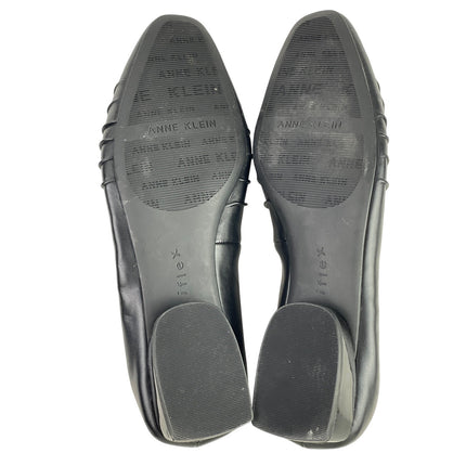 Anne Klein Crystell Women's Black Faux Leather Vegan Ballet Flat Shoes Size 10M