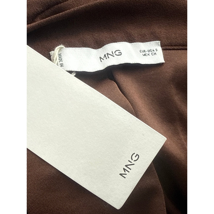 NEW MNG Mango Brown High Waisted Zipped Pleated Flare A Line Mini Skirt Size S