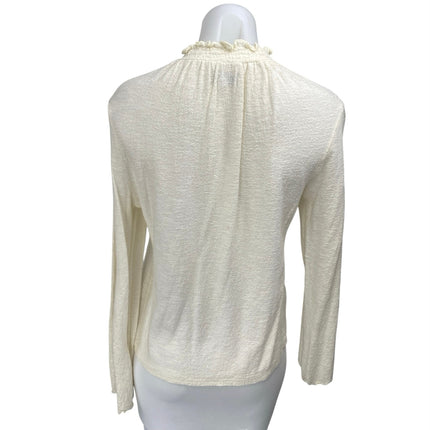 Madewell Texture & Thread Cream Ruffle Mock Neck Long Sleeve Knit Sweater Top M