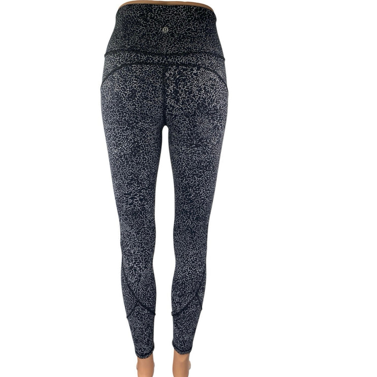Lululemon In Movement Tight 25" Black Leopard Yoga Athletic Leggings Pants 4