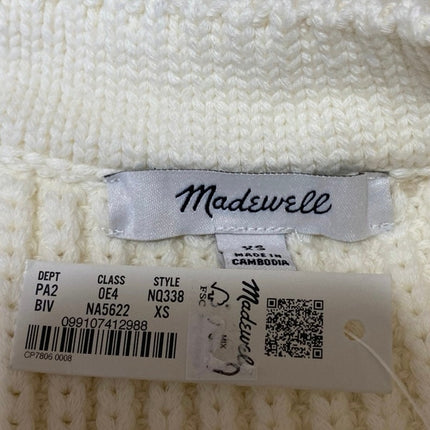 NEW Madewell Cream Rib Knit Sleeveless V Neck Button Up Cardigan Sweater Top XS