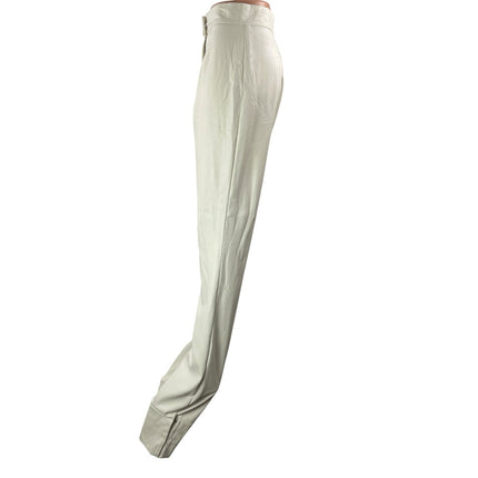 LIYA Cream White Faux Leather High Rise Slim Fit Straight Leg Trouser Pants US 6