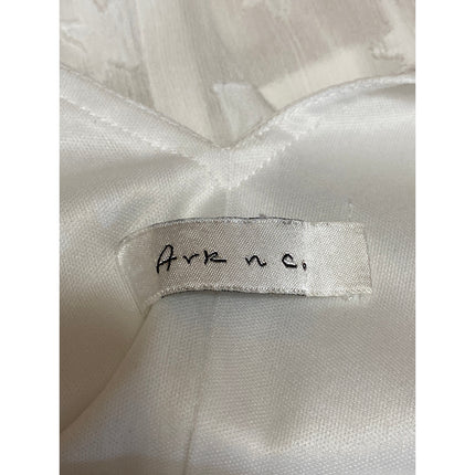 Ark n Co White Star Long Bell Sleeve V Neck Ruched Peplum Blouse Top Size S