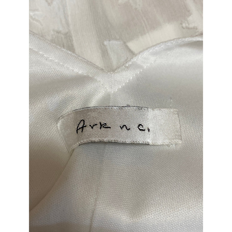 Ark n Co White Star Long Bell Sleeve V Neck Ruched Peplum Blouse Top Size S