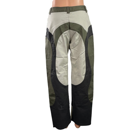 Me Dic Al Women's Green Colorblock High Rise Baggy Wide Leg Trousers Pants Sz XS