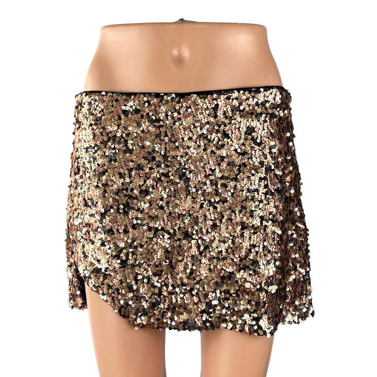 Free People Annalise Multicolor Sequin Slit High Waisted Mini Bodycon Skirt Sz 4