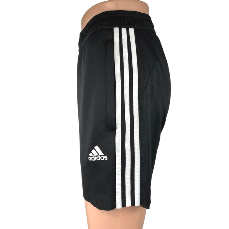 Adidas Womens Black White 3-Striped Logo Mid Rise Running Athletic Shorts Size S