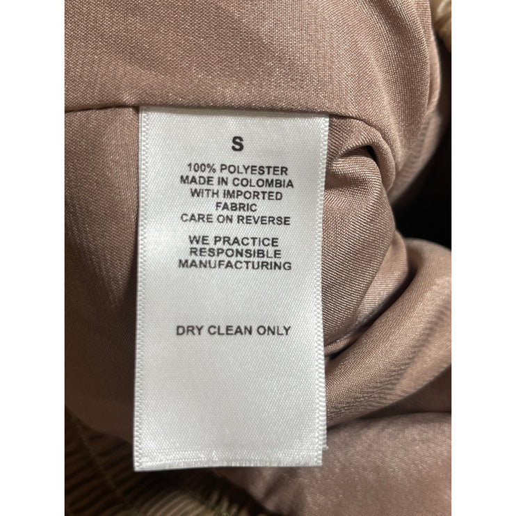 Nonchalant Women's Beige Tan Faux Leather Vegan Full Zip Bomber Jacket Size S