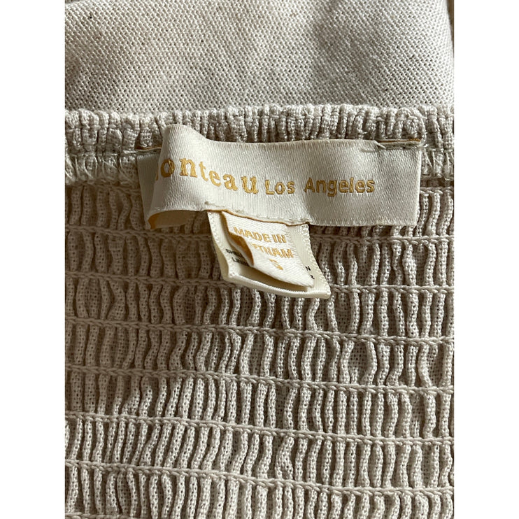 Monteau Linen Sleeveless V Neck Button Down Midi Camisole Tank A-Line Dress Sz S