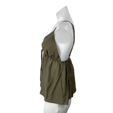 NEW Zara Women's Olive Green Sleeveless Babydoll Flowing Strappy Camisole Top S