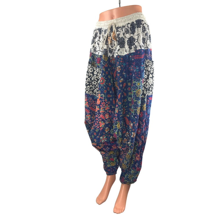 Unidiva Women's Multicolor Floral Patchwork Yoga Hippie Boho Harem Pants Size S