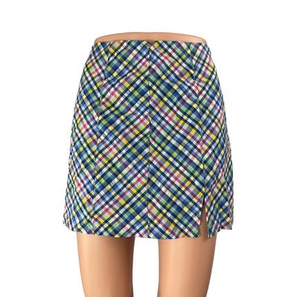 Urban Outfitters Multicolor Gingham Plaid Checkered Straight Mini Skirt Size XS