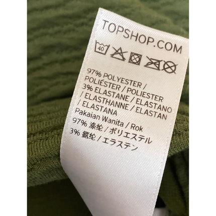 Topshop Women's Green Textured High Rise Mini Straight Pencil Bodycon Skirt Sz 6