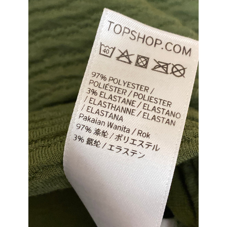Topshop Women's Green Textured High Rise Mini Straight Pencil Bodycon Skirt Sz 6