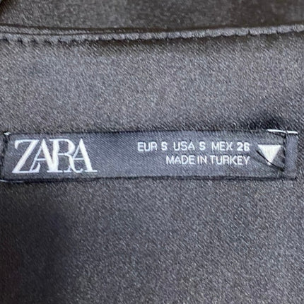 Zara Women's Black Silky Satin Sleeveless Strapless Bandeau Crop Tube Tank Top S