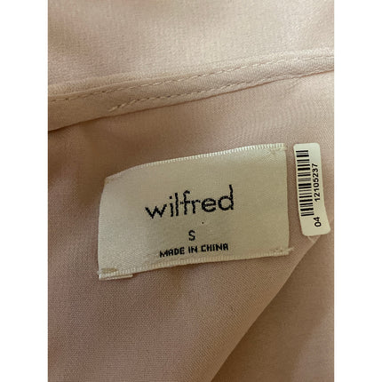 Aritzia Wilfred Women's Light Pink Ruffle Short Sleeve Mini Wrap Tie Dress Sz S