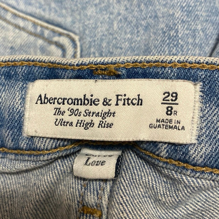 Abercrombie & Fitch The 90s Ultra High Rise Blue Distressed Denim Jeans Size 29