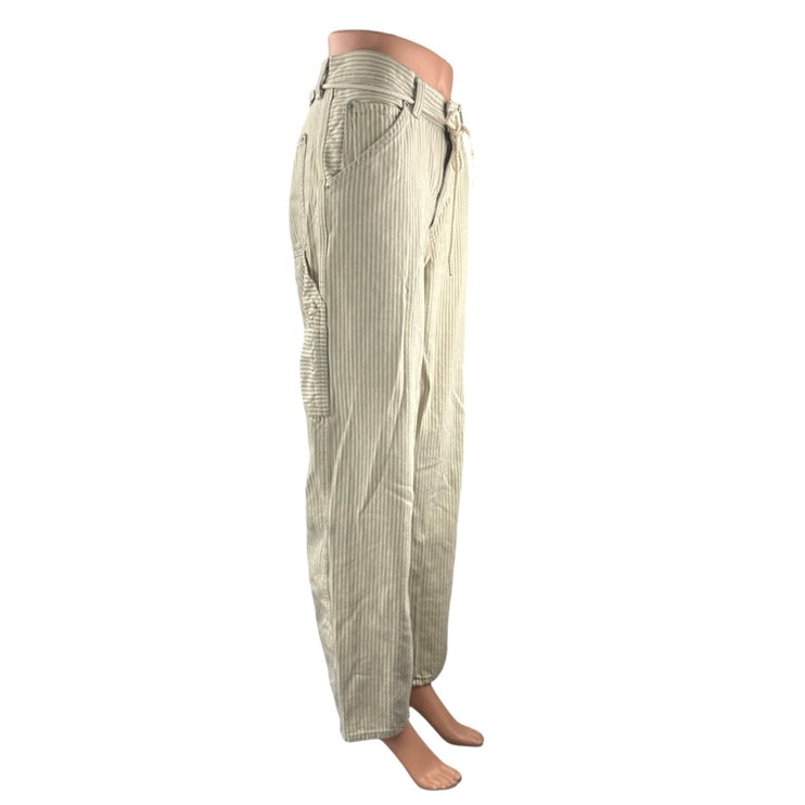 Levi's Beige Stripe High Rise Straight Palazzo Wide Leg Dad Denim Jeans Pants 28