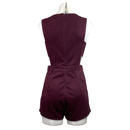 She + Sky Womens Maroon Sleeveless Cutout Active Athleisure Jumpsuit Romper Sz S
