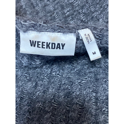 Weekday Tone Open Structure Gray Boat Neck Long Sleeve Sweatshirt Sweater Top M