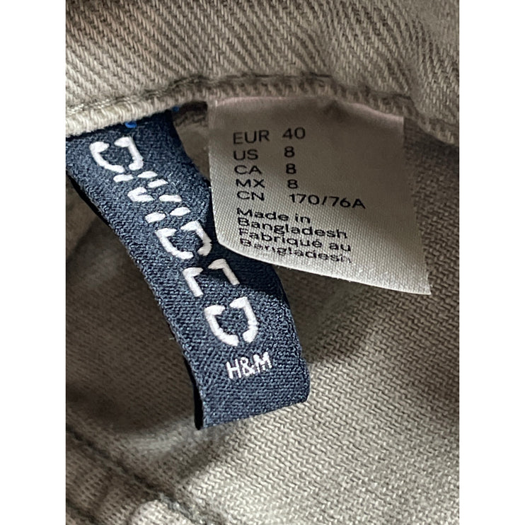 H&M Divided Women's Green High Waisted Baggy Wide Leg Denim Jeans Pants Size 8