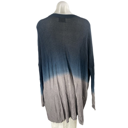 Pins and Needles Blue Ombre Dip Dye V Neck Long Sleeve Tunic Blouse Top Size S