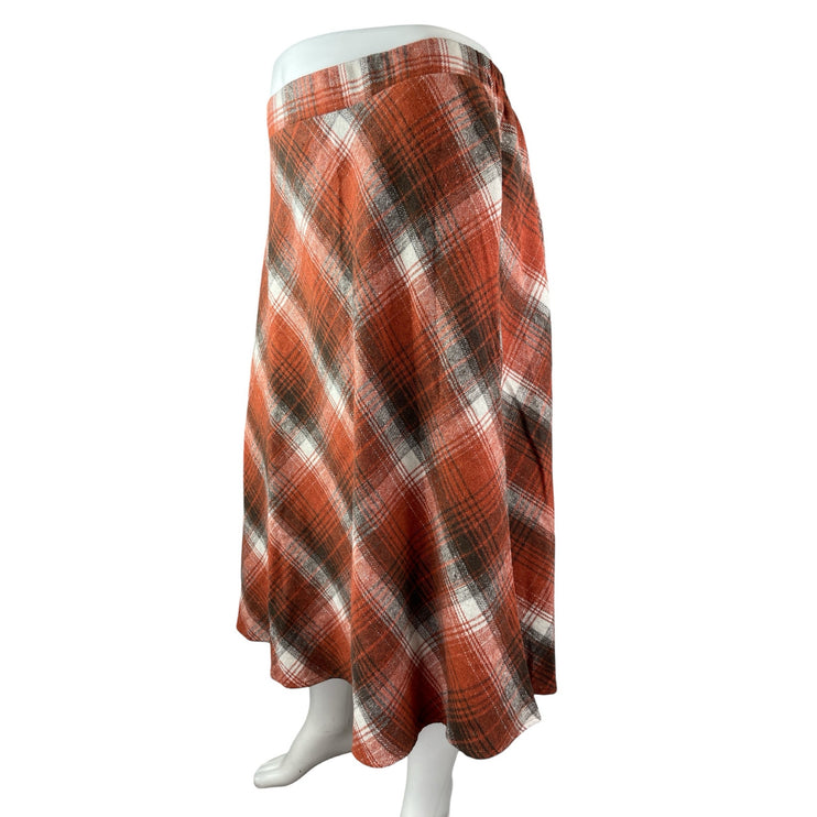 NEW Bloomchic Womens Multicolor Plaid High Rise Flared A-Line Maxi Midi Skirt 26