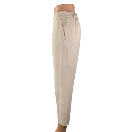 Aritzia Babaton Women's Beige High Rise Tapered Cropped Trousers Pants Size S