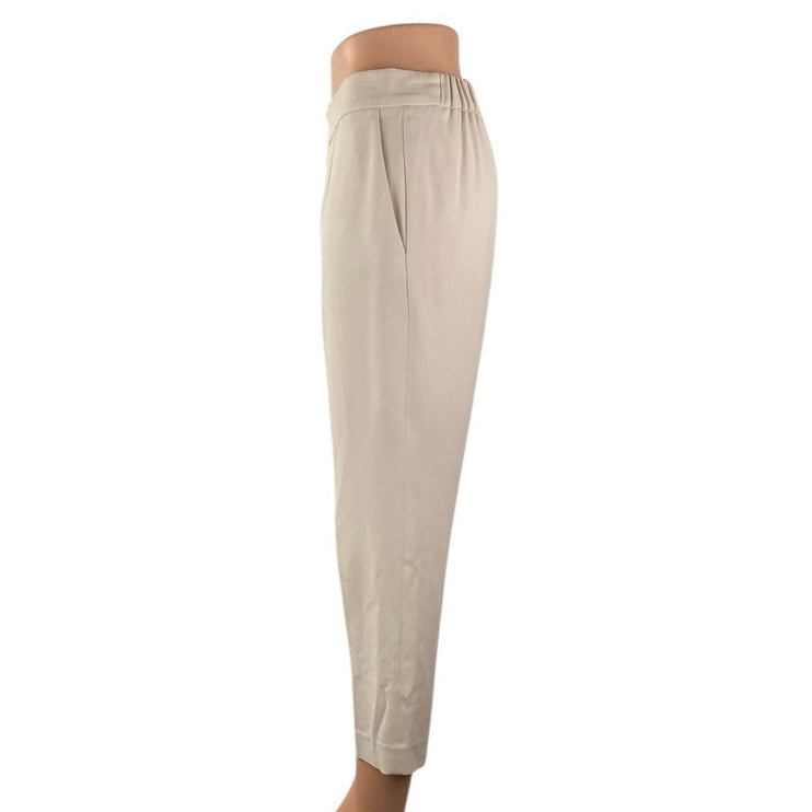 Aritzia Babaton Women's Beige High Rise Tapered Cropped Trousers Pants Size S