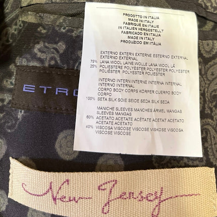 Etro Black Houndstooth Plaid Wool 2-Button Long Sleeve Blazer Coat Jacket 42 US