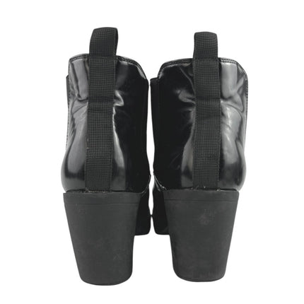 Halston Women's Black Vegan Leather Round Toe Block Heels Chelsea Boots Size 11