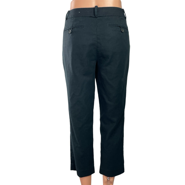 Ann Taylor Women's Black Mid Rise Straight Leg Cropped Trousers Pants Size 6